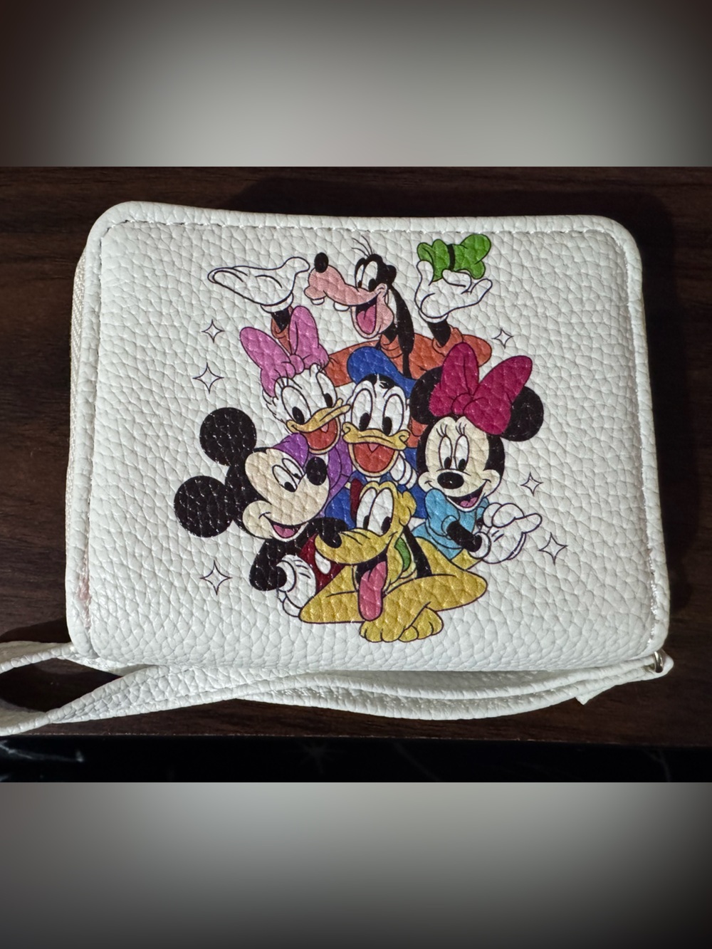Disney White Wristlet with Colorful Mickey & Friends Print